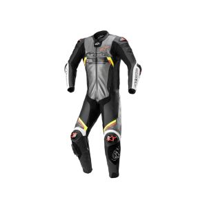 Alpine Missile V2 Ignition One Piece Leather Suit Heren (zwart / grijs / geel / rood)