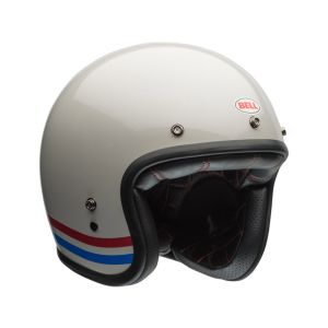 Bell Custom 500 Stripe Vintage Jet Helm (wit / blauw / rood)